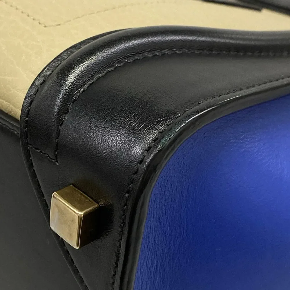 Celine Luggage Micro Shopper Handbag Gray Beige Blue Black